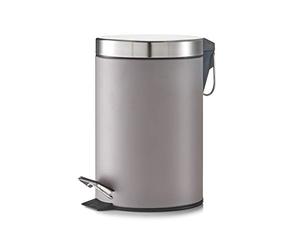 Zeller 18222 - Cubo de basura con pedal, ø17 cm, altura 26 cm, 3 litros, color gris oscuro metalizado