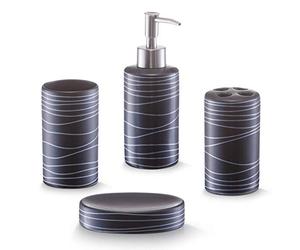 Zeller 18252 Juego de Accesorios de Baño, Cerámica, Negro, 22x21.5x7 cm, 4 Unidades