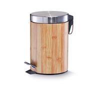 Zeller 18561 Cubo de Pedal, Decoración de Bambú, Metal, Multicolor, 17x17x26 cm