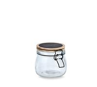 Zeller 19493 - Tarro de cristal (500 ml, 11 x 10,2 cm de diámetro, con cierre de clip, 500 ml, madera de pino)