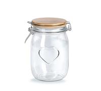Zeller 19497 Heart - Tarro de cristal con cierre (1000 ml, diámetro de 11 x 17 cm), diseño de corazón