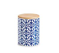 Zeller 19819 Marruecos - Tarro de cerámica (900 ml, 11 x 15,3 cm), color azul y blanco
