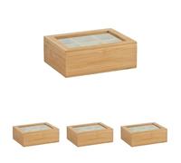 Zeller 2057812 Caja Bamboo Tea Bag 21 x 16 x 8 cm (Paquete de 4)