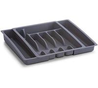 Zeller 24887 Bandeja para Cubiertos, Extensible, Plástico, Gris, 48x38x6.5 cm