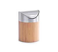 Zeller Contenedor de Mesa, Bambú, Acero Inoxidable Cepillado, Marrón, 28 x 28 x 8 cm