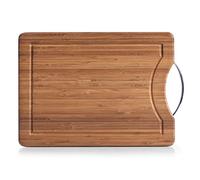 Zeller 25238 - Tabla de Cortar de bambú con Mango de Cromo, 40 x 28 x 1,5 cm
