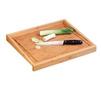 Zeller 25320 - Tabla de Cortar con surco y Bordes, 50 x 40 x 4.5 centímetros, Madera de bambú