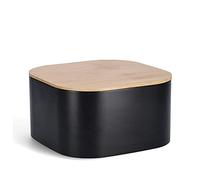 Zeller 25381 - Panera con tapa de bambú, metal, color negro, aprox. 26,5 x 26,5 x 14,5 cm, panera