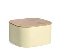 Zeller 25383 - Panera con tapa de bambú, metal, 26,5 x 26,5 x 14,5 cm, color amarillo