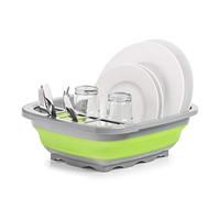 Zeller 26625 - Escurreplatos Plegable (plástico, 38,4 x 32,4 x 4,6/12 cm), Color Gris y Verde