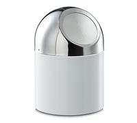 Zeller 27203 Cubo de Basura de Mesa, Acero Inoxidable, Blanco, 12x12x18 cm