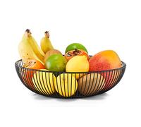 ZELLER PRESENT SCHÖNER LEBEN. PRAKTISCH WOHNEN. Cesta de Frutas, Metal, Negro, ca. Ø 28 x 8 cm