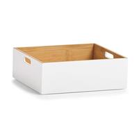 Zeller Caja de Almacenamiento (bambú), Color Blanco, Blanco, ca. 30 x 27 x 10,5 cm