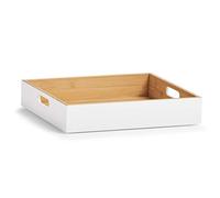 Zeller Caja de Almacenamiento (bambú), Color Blanco, Blanco, ca. 30 x 27 x 6 cm
