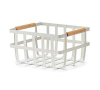 Zeller Cesto de Almacenamiento (Metal y bambú), Color Blanco