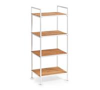 Zeller Estantería de pie con 4 estantes, bambú y Metal, Color Blanco, Aprox. 39 x 33 x 95 cm