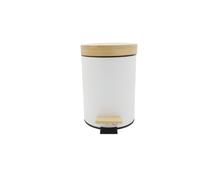 Zeller Cubo de maquillaje 18908 Scandi - 3 L, metal y bambú, cierre suave, blanco