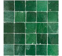 Zellige- azulejo pintado a mano ESMERALDA Auténtico 1 m2 (25 piezas) Bejmat