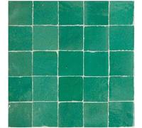 Zellige- azulejo pintado a mano TURQUESA Auténtico 1 m2 (25 piezas) bejmat