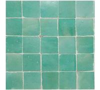 Zellige- azulejo pintado a mano TURQUESA PALIDO Auténtico 1 m2 (25 piezas) bejmat
