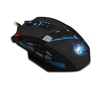 zelotes Professiona - Ratón para juegos con cable, 4800 DPI, 12 botones programables, ajuste de peso, alta precisión, retroiluminación multimodos, diseño ergonómico, mouse óptico USB para laptop, PC