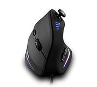 zelotes Ratón ergonómico con joystick, ratón vertical, 10000 ppp, 11 teclas programables, ratón óptico USB con cable, ratón para videojuegos, para ordenador portátil, PC, negro