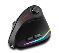 zelotes Ratón inalámbrico Bluetooth con joystick, 24.000 ppp, 11 teclas programables, RGB, ratón óptico USB para gaming, inalámbrico, vertical ergonómico para ordenador portátil, PC, tabletas, negro