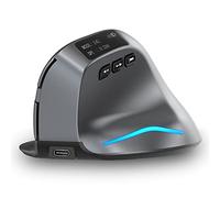 zelotes Ratón Inalambrico Bluetooth con Pantalla,Recargable,3200DPI,BT 5.0/3.0+2.4GHz,7 Botones,Iluminación LED,Ratón Ergonómico Vertical para Portátil,PC,Tablets