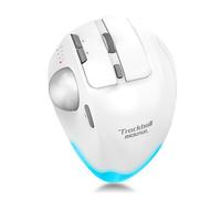zelotes Ratón Trackball Inalámbrico,Ratón Bluetooth,Recargable,4800DPI,8 Botones,BT 5.0/3.0+2.4GHz,Iluminación LED,Diseño Ergonómico,para Portátil,PC,Tablets,Blanco