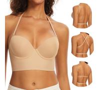 Zelovivo Sujetadores de Espalda Baja para Mujer, Sujetador sin Costuras con aro, Invisible y sin Espalda, Tirantes Convertibles multifunción, Sujetadores de Escote bajo y Sujetador Tipo Halter