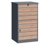 Zelsius Caja para paquetes, nogal, antracita RAL 7016, acero con recubrimiento en polvo, antirretorno integrado, montaje en el suelo, buzón de paquetes, buzón de pie, buzón