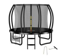 Zelsius Trampolín negro para exteriores, trampolín de jardín con red de seguridad, escalera y bolsa para zapatos, para deporte y ocio (305 cm)