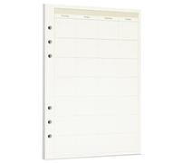 Zelten 1 paquete A5 45 Hojas/90 Páginas Planificador mensual Papel perforado de hojas sueltas Carpeta de 6 agujeros Recambios de papel Organizador personal Rellenable Agenda Planificador