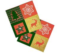 Zelten 2 Capas 20 Servilletas de Color Para la Fiesta de Té de Bodas (Acebo, Reno, Estrella, 1 Pack)