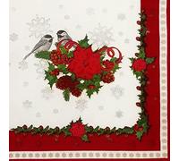 Zelten 2 Capas 20 Servilletas de Color Para la Fiesta de Té de Bodas (Acebo y Pájaros, 1 Pack)