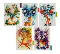 Zelten Divisores de papel y PP para 8.5"/6" A5/A6 6 agujeros cubierta anillo carpeta (Green Deer, A5/21cm*15cm/8.5 Inch)