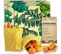 Zelten Envolturas reutilizables de cera de abeja para alimentos - (6 paquetes, 3 tamaños S, M, L) Sin plástico ni silicona, envoltorio ecológico, papel encerado para alimentos,Monstera