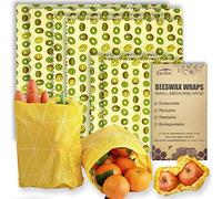 Zelten Envolturas reutilizables de cera de abeja para alimentos - (6 paquetes, 3 tamaños S, M, L) Sin plástico ni silicona, envoltorio ecológico, papel encerado para alimentos,Kiwi Fruit