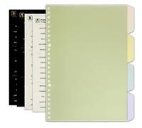 Zelten Separadores de índice de polipropileno con 4 hojas de calcomanías de pestañas para organizador personal (PP multicolor 4 pestañas, agujeros B5/26)