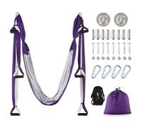 ZELUS Set de Columpio de Yoga Aéreo, Hamaca de Yoga Aéreo con Kit de Montaje en Techo y Correas de Extensión, Hamaca de Yoga Antigravedad para Gimnasio en Casa Incluye 2 Correas de Extensión