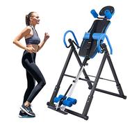 ZELUS Tabla de Inversión Plegable para Fitness en Casa, Capacidad de Carga 150kg, Altura Ajustable 130cm-182cm, Banco de Inversión por Gravedad con Respaldo Acolchado (Azul)