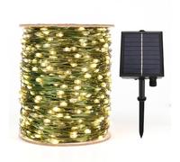 ZELUXDOT Cadena de luces solares extra largas de alambre verde para exteriores, 30m, cadena de luces impermeables con energía solar, 300 LED para patio, jardines, patio trasero, boda, Navidad