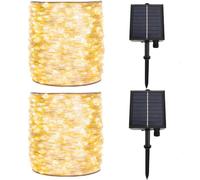 ZELUXDOT Cadena de luces solares extra largas, paquete de 2 luces para exteriores de 30m, impermeables, con energía solar, 300 luces LED para patio, jardines, patio, árbol, boda, Navidad