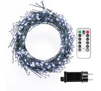 ZELUXDOT Guirnalda de luces 3m con 100 LEDs blancos fríos, cable de plata, enchufable para interiores, luces de hadas LED con control remoto para árbol de Navidad, plantas, dormitorio, jardín
