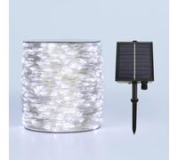 ZELUXDOT Guirnalda de luces LED solares de color blanco frío, 30 m, 300 ledes, IP44, impermeable, funciona con energía solar, para exteriores, jardín, boda, Navidad, patio, árbol