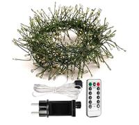 ZELUXDOT Luces de petardo de 10m, 300 LED de alambre verde, luces de hadas de interior de color blanco cálido con control remoto para dormitorio, boda, cumpleaños, fiesta, árbol de Navidad, jardín