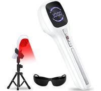 Zelvory Dispositivo de terapia láser frío para humanos y perros, 4 x 808 nm + 14 x 650 nm terapia de luz roja para alivio del dolor corporal, varita de luz infrarroja cercana con soporte para