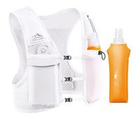 Zelvot Chaleco Hidratacion Trail Running con 500ml Soft Flask, Patente Original Europea, Correas de Pecho Ajustables Chaleco Running, Ligero Mochila Hidratacion para Ciclismo Carrera (Blanco, M/L)