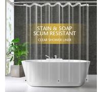 ZEMAHOME Cortina de ducha plástico PEVA, 1 paquete impermeable premium ligera 183 x cm, transparente, para baño, sala exposición, forro con ojales metal inoxidable e imán peso