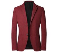 ZEMALON Men Suit Men Business Work Casual Longsleeve Suit Men Youth Classic Fashion Suit Men Slim Fit Lapels Solid Color Suit Jacket G-Wine Red L